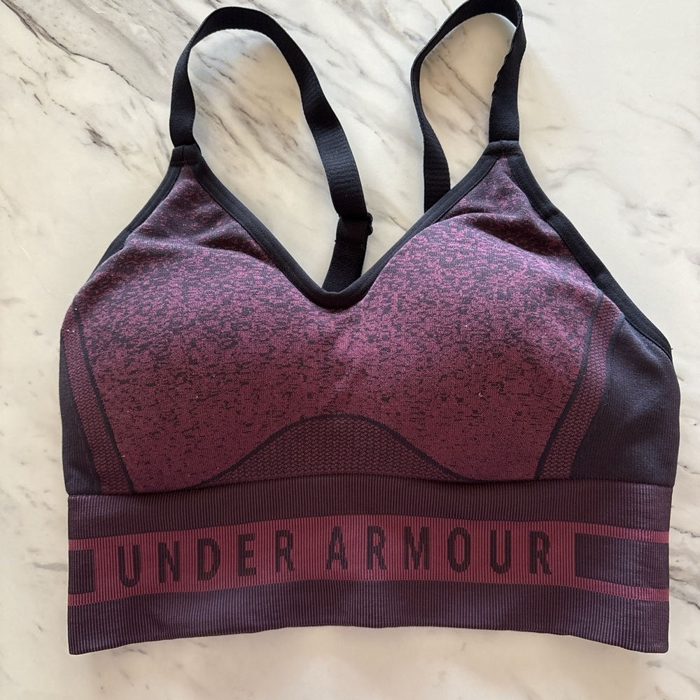 Under Armour Women's Black and Maroon Sports Bra